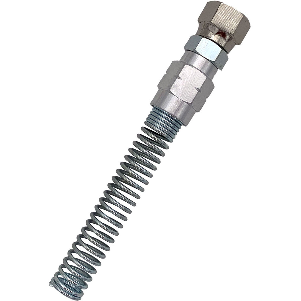 BINKS 1/4" BRASS NPS SWIVEL 
FITTING (F) X 1/4" HOSE WITH 
SPRING GUARD