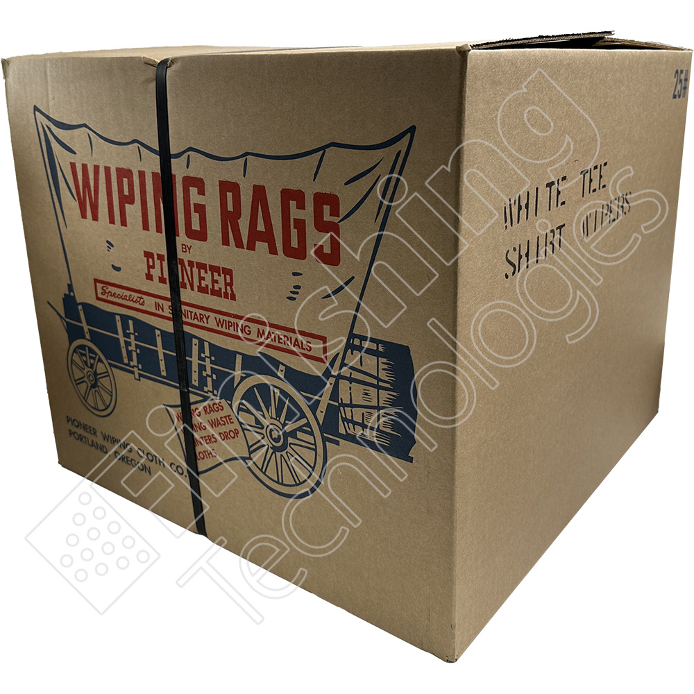 Product WHITE-T-SHIRT: BOX WHITE-T-SHIRT ALL COTTON WIPING RAGS (25 LB/BOX)